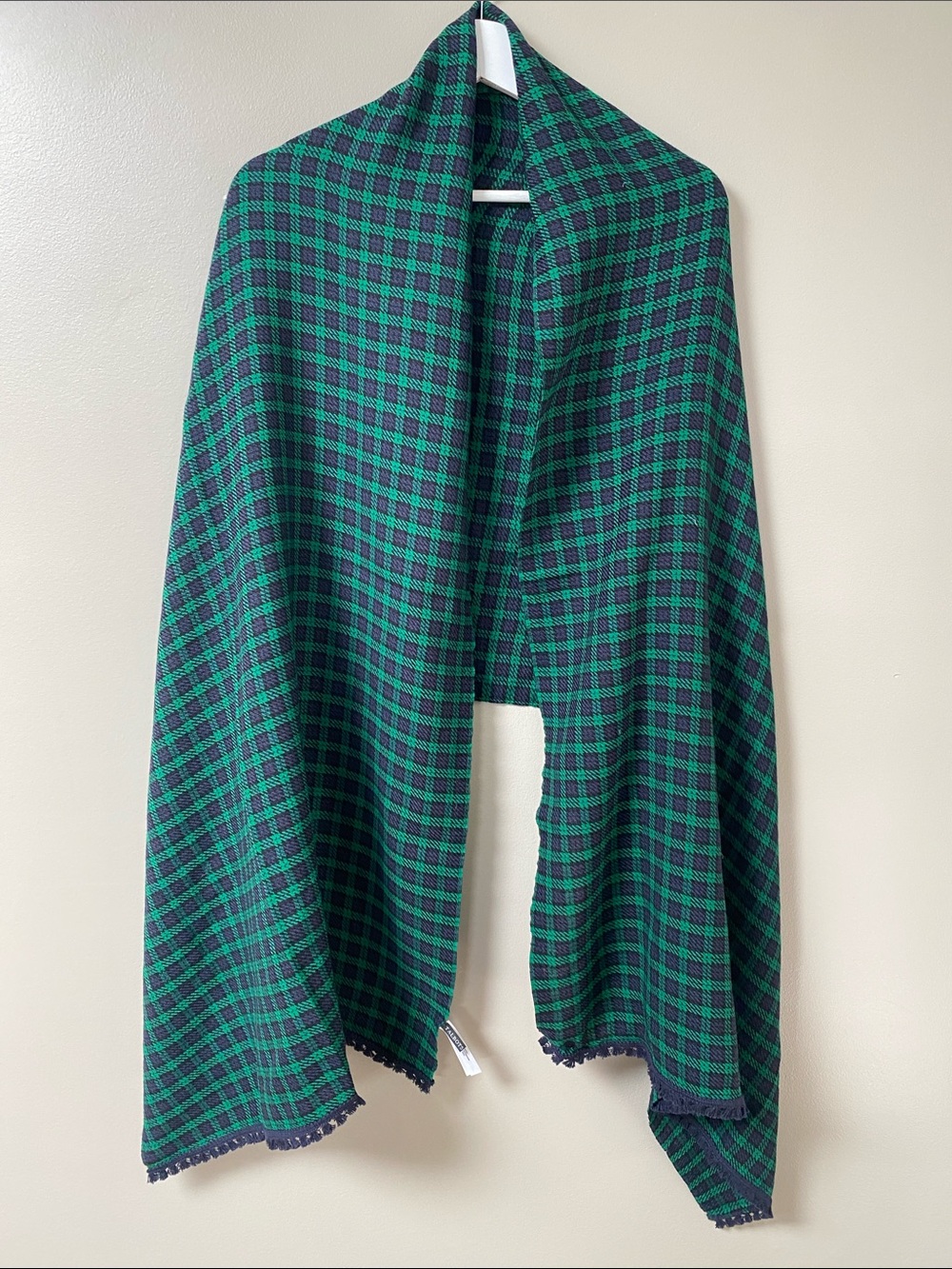 Talbots Green & Navy Tartan Plaid wool scarf